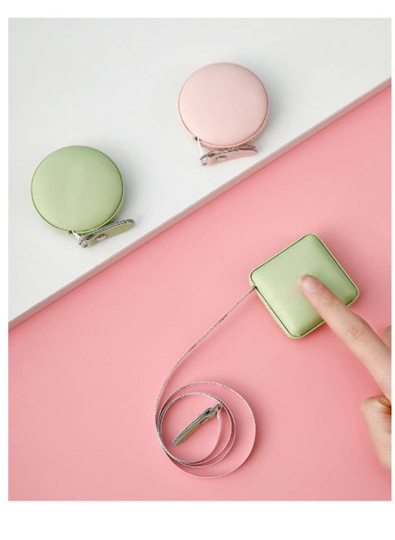 AIWANTO شريط قياس ناعم لقياس الجسم شريط قياس قابل للسحب لقياس الخياطة القماش مقاس مزدوج 60 بوصة 150 سم شريط جيب (أخضر، مربع) - Image 4