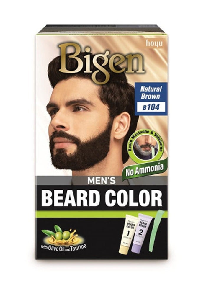 Bigen Men's Beard Colour No Ammonia Formula with Aloe Extract & Olive Oil - 104 Natural Brown - Image 1