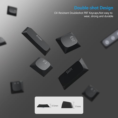 Womier Low Profile Keycaps for Mechanical Keyboard, Black Shine Through Keycaps, PBT Keyboard Key caps 60% 65% 75% 96% 100% for Cherry Gateron MX Switches, Black Backlight - Image 2