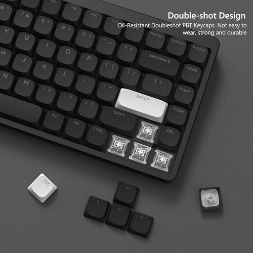 Womier Low Profile Keycaps for Mechanical Keyboard, Black Shine Through Keycaps, PBT Keyboard Key caps 60% 65% 75% 96% 100% for Cherry Gateron MX Switches, Black Backlight - Image 5