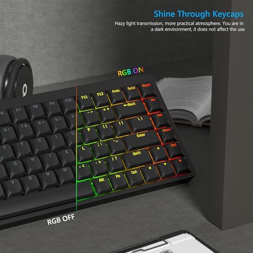 Womier Low Profile Keycaps for Mechanical Keyboard, Black Shine Through Keycaps, PBT Keyboard Key caps 60% 65% 75% 96% 100% for Cherry Gateron MX Switches, Black Backlight - Image 3