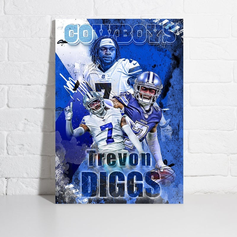 TNESSENTIAL Trevon Diggs Poster Dallas Cowboys Framed Canvas Print Football Wall Art Print NFL Artwork Home Decor D108 Birthday Gift - Image 1