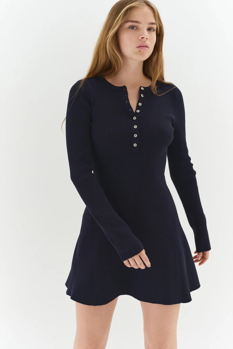 H&M Rib-knit flared-skirt dress