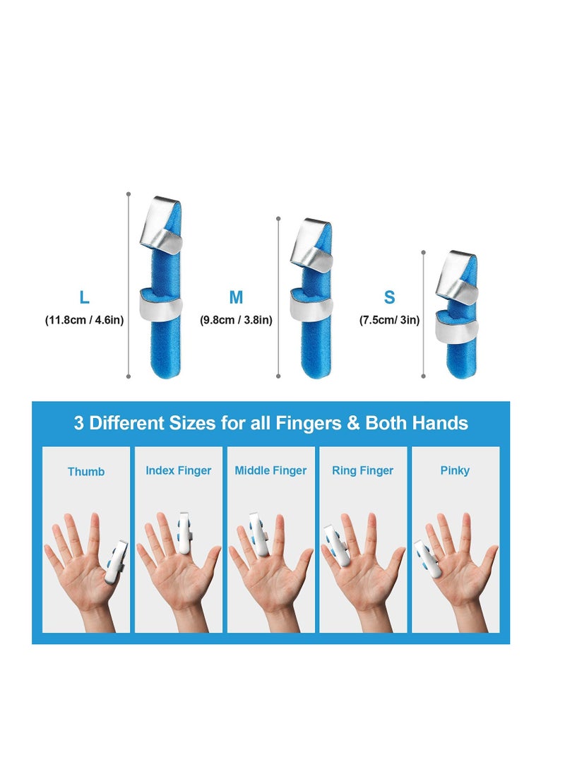 SYOSI Finger Splint, Set of 3 Sizes Broken Thumb & Finger Brace Support, Metal Stabilizer for Fractures, Strains, Sprains & Arthritis Pain Relief Adults & Children  - Image 3