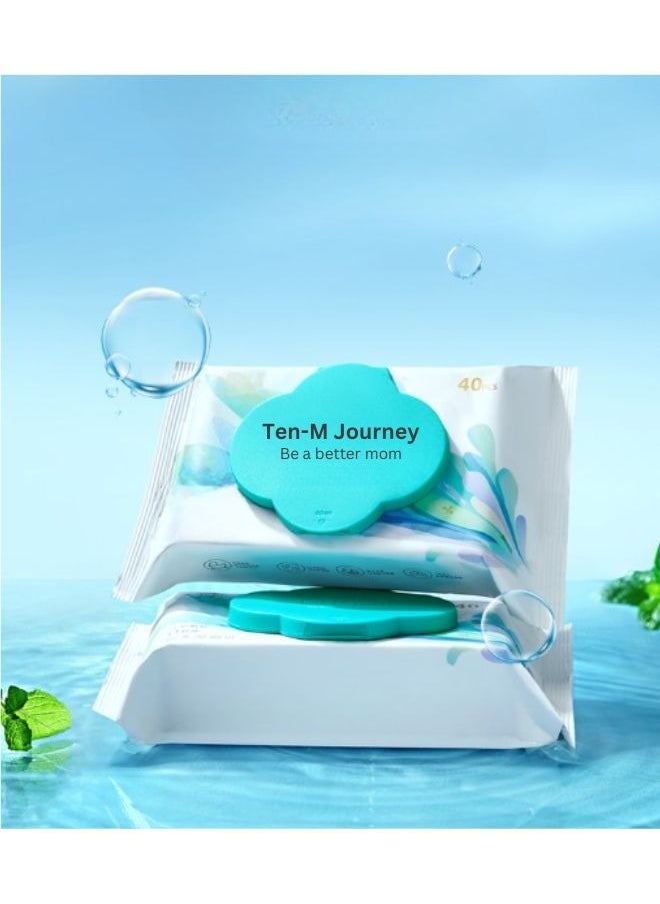 TEN-M JOURNEY - Toilet Wet Wipe | Ultra Soft Skin Friendly | Pure Water Baby Wet Wipe Toilet Sheets| Toilet Wipe Cleaning for Sensitive Skin | Fragrance-Free Baby Wet Wipe Sheets (40 Sheets / 1 Pack) - Image 1