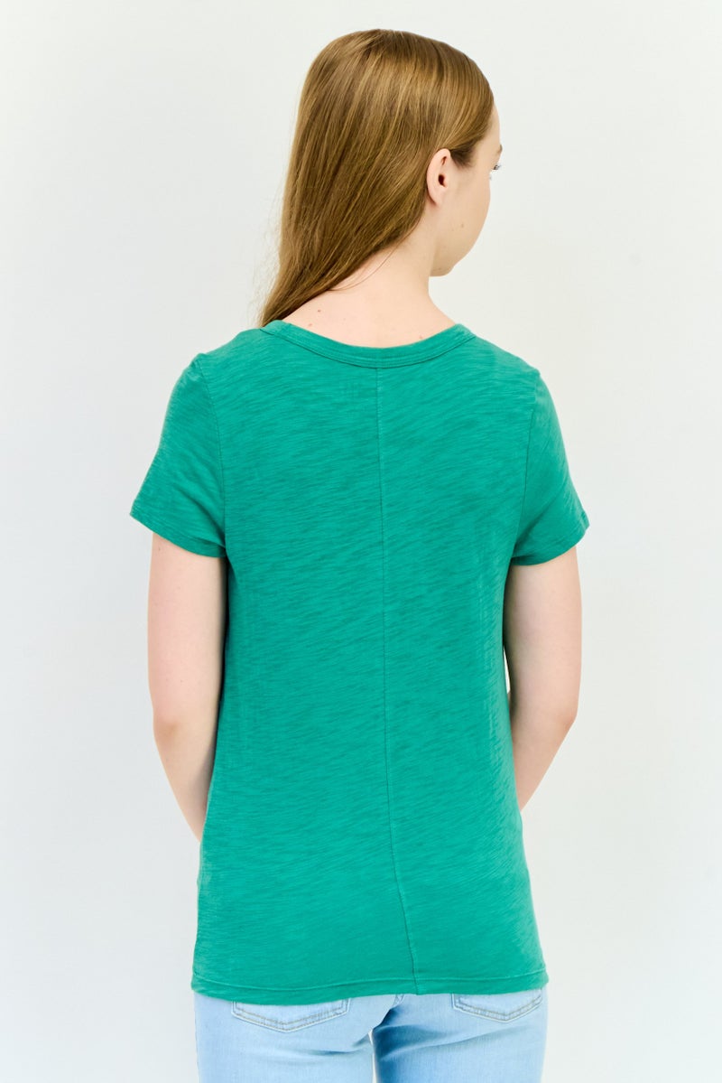 GAP Women Crew Neck Short Sleeve Graphic Print T-Shirts, Green - Image 3