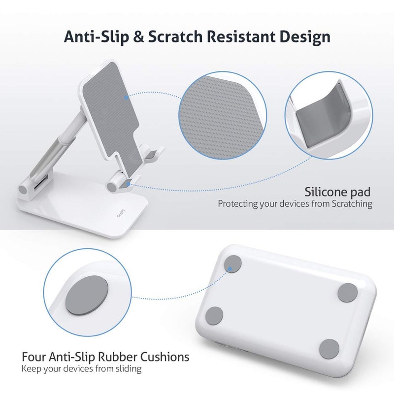 Dyazo Telescopic Multi Angle Adjustable and Foldable Mobile Phone Tabletop Stand, Anti Slip and Scratch Resistant, Compatible for Samsung Galaxy, MI, Vivo, iPhone, Oppo and All Mobile Phones- White - Image 3