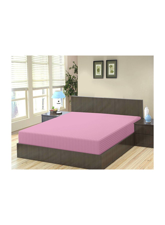 KRUDE Stripe Microfiber Baby Pink Fitted Sheet Super King 200 x 200 cm  - Image 1
