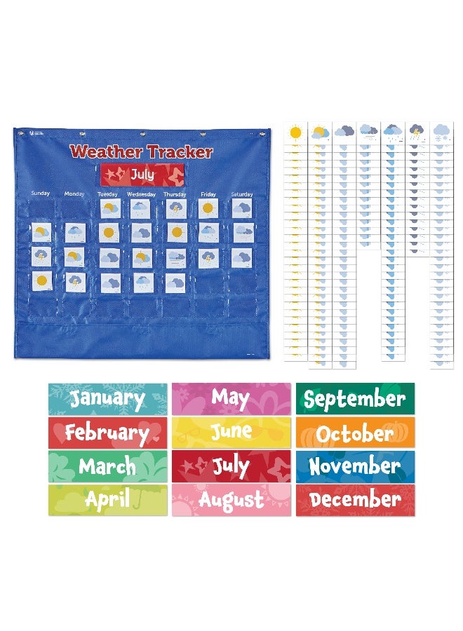 Learning Resources Interactive Weather Tracker Pocket Chart (Full Wall Set, Multi-Color Nylon) - Image 1
