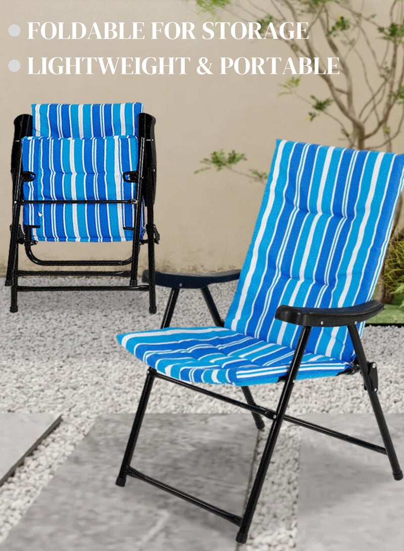GoldenLike  للطي كرسي التخييم ، كرسي الشاطئ ، كرسي في الهواء الطلق مع مسند ذراع ، مستقرة المحمولة المدمجة عالية مرة أخرى في الهواء الطلق الطعام كرسي ، كرسي شرفة ، تنطبق على بركة ، الفناء الخلفي ، حديقة ، سطح السفينة ، الشرفة الأمامية - Image 3