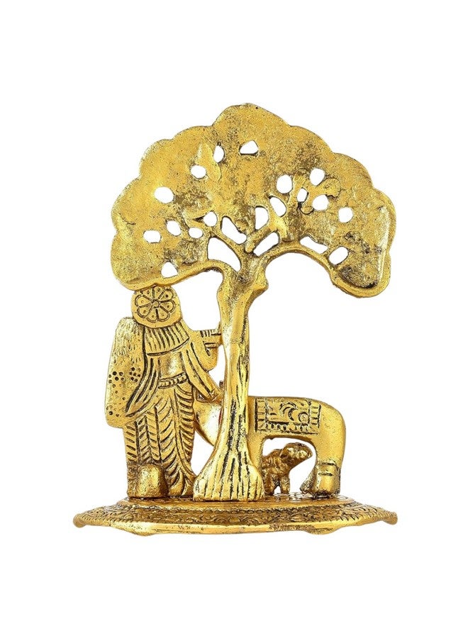 CHHARIYA CRAFTS Metal Radha Krishna Idol with Cow Calf Statue Murti for Home Decoration, Gift Items for Anniversary, Wedding, House Warming, Return Gift Showpieces - Image 4