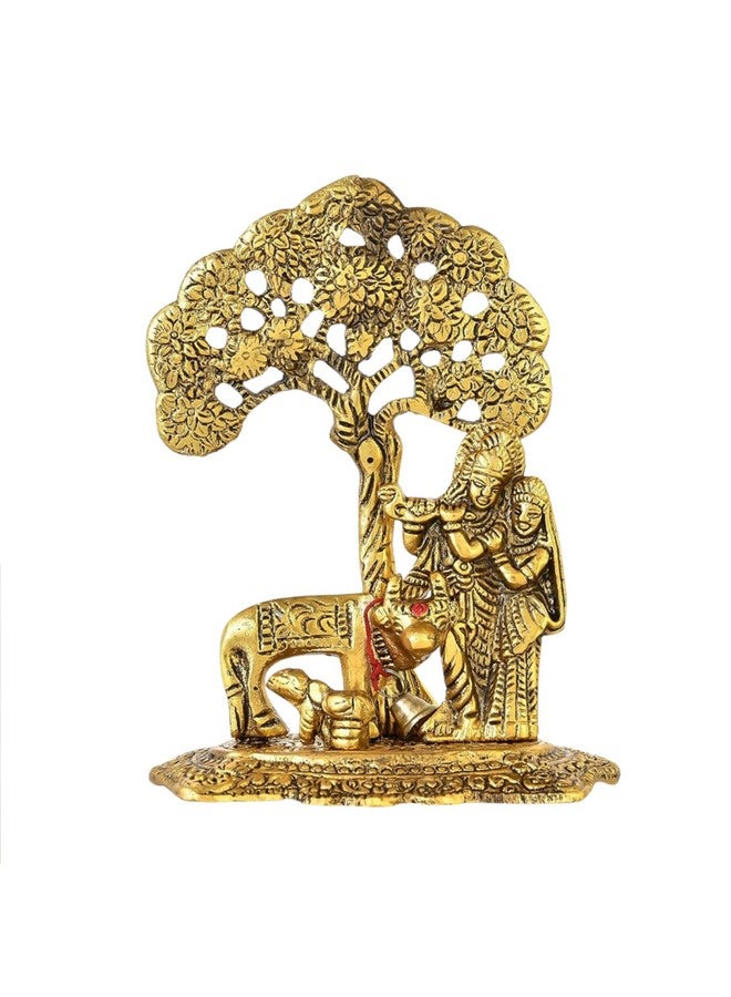 CHHARIYA CRAFTS Metal Radha Krishna Idol with Cow Calf Statue Murti for Home Decoration, Gift Items for Anniversary, Wedding, House Warming, Return Gift Showpieces - Image 2