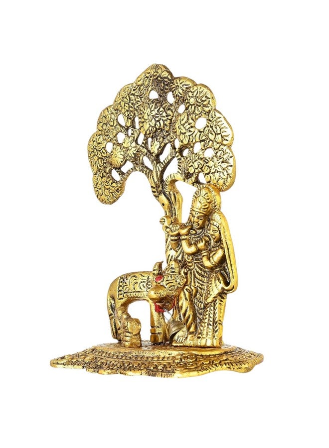 CHHARIYA CRAFTS Metal Radha Krishna Idol with Cow Calf Statue Murti for Home Decoration, Gift Items for Anniversary, Wedding, House Warming, Return Gift Showpieces - Image 3