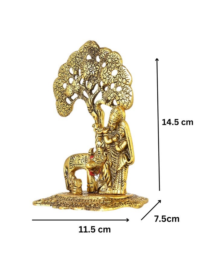 CHHARIYA CRAFTS Metal Radha Krishna Idol with Cow Calf Statue Murti for Home Decoration, Gift Items for Anniversary, Wedding, House Warming, Return Gift Showpieces - Image 5