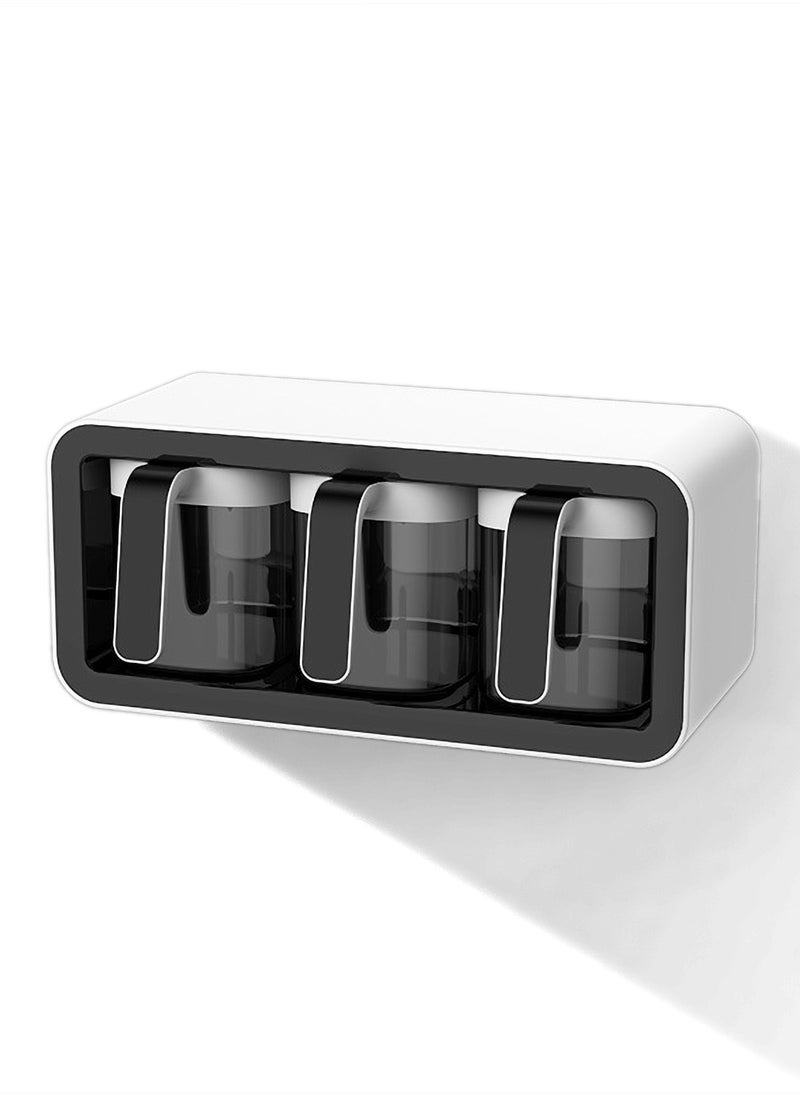 LKTOCAFT - Wall-Mounted Spice Rack with Transparent Airtight Compartments, 400ml Capacity, No-Drill Installation, Includes Spoons – Waterproof, Space-Saving Seasoning Organizer for Kitchen - Image 1