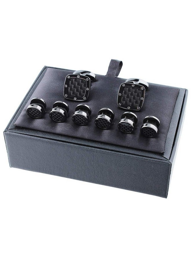 هاوسن أزرار أكمام من ألياف الكربون ومسامير بدلات السهرة للرجال - هدايا زفاف وإكسسوارات في صندوق هدايا - Image 4