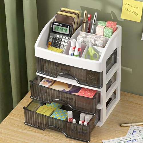 HoopVool® Countertop Organizer with Drawers Plastic Storage for Makeup Brush,Hair Accessories,Jewelry,Skincare Vanity Display, Skin Care Products, Office Desk Organizer (Pink, Layer-1) - Image 4