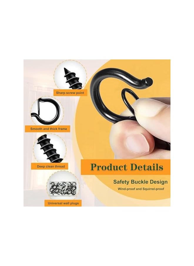 PROMASS promass 50 Pieces Q-Hanger Hook, 2.2 Inch Screw Hook, Safety Buckle Design Cup Eye Hook, for Hanging Patio Light, Plant, Wind Chime, with 1 Wing Nut Driver  - Image 4