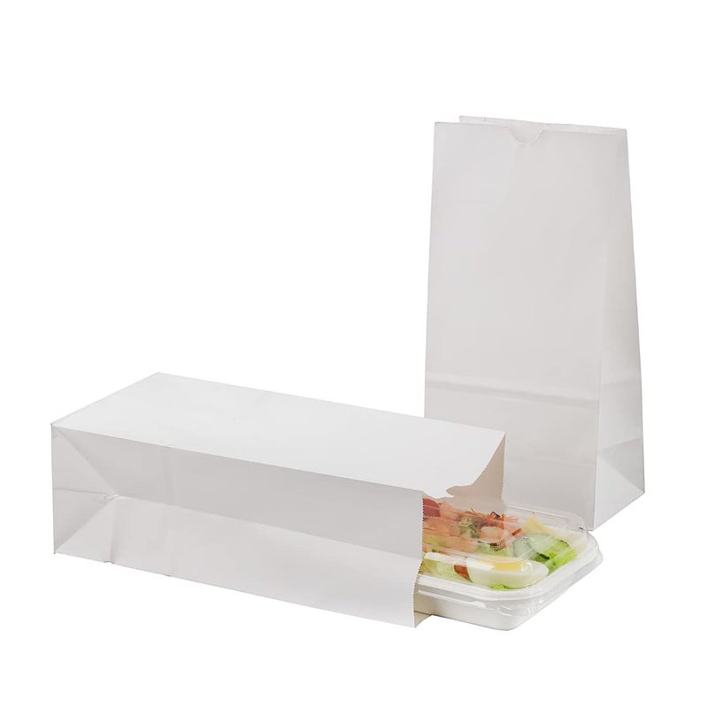Restaurantware Bag Tek 8lb Paper Bags 100 Disposable Lunch Bags  Large For Lunches Sandwiches And Snacks White Paper Kraft Paper Bags For Shopping Party Favors Or Gifts