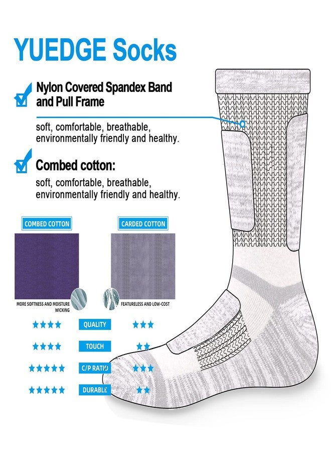YUEDGE Men's Hiking Socks Moisture Wicking Mens Socks Anti-Odor Work Socks Padded Cotton Safety Western Military Boot Socks For Men Size 9-11, 5 Pairs - Image 4