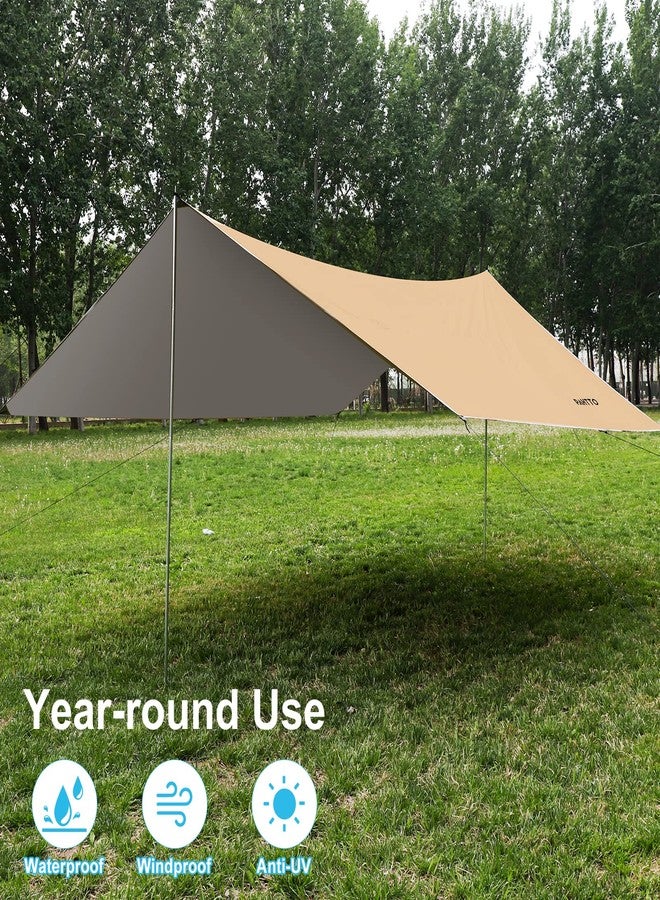 PAHTTO Hammock Rain Fly, 12x10FT Camping Tarp with Poles, Waterproof and Ultralight Survival Tent Tarp for Outdoors, Camping, Hiking, Picnic, Backpacking - Image 4