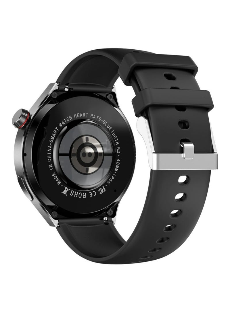 Smart Watch GT4 PRO With Bluetooth Calling Function (Answer/Make Calls), Fitness Tracking Watch With Sleep Monitoring Function, Suitable For IPhone/Android, IP68 Waterproof (Black silicone + black leather) 2pcs Watch Strap - Image 4