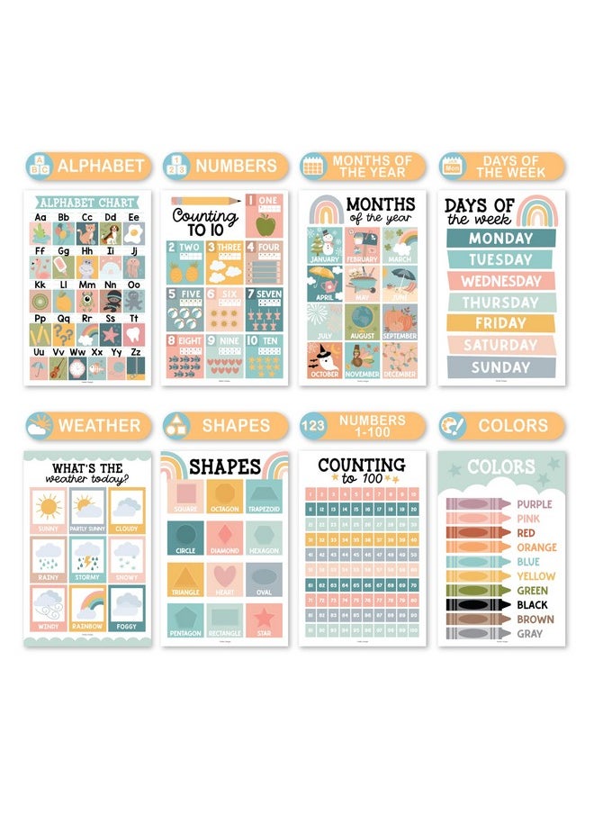 Hadley Designs 16 Boho Preschool Classroom Posters - Educational Posters For Toddlers 1-3, Toddler Learning Posters, Homeschooling Supplies, Alphabet Poster For Toddlers, Days Of The Week Poster For Kids Posters  - Image 4