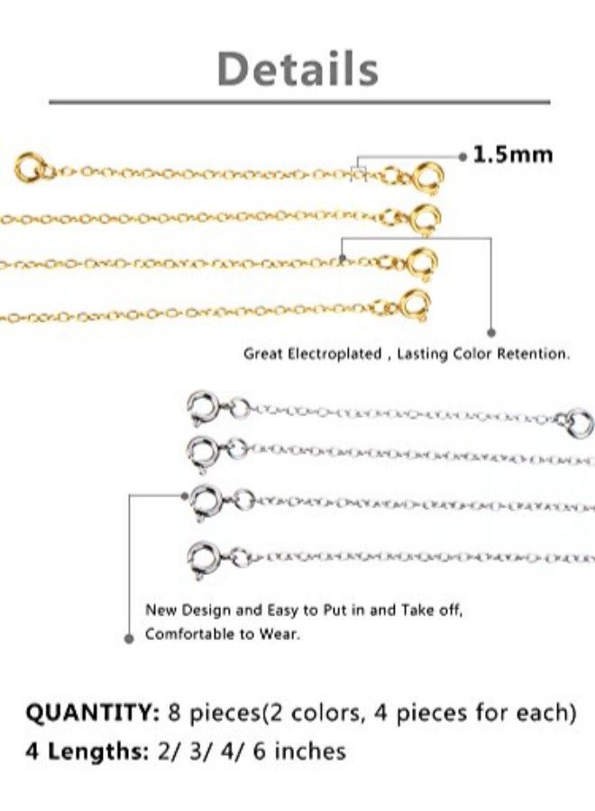 NIBEMINENT 8-Piece Stainless Steel Chain Necklace Extender - Image 2