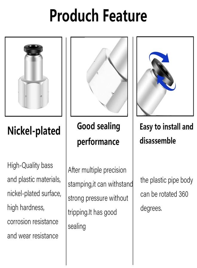 CEKER 1/2 Female Npt Air Fittings Push to Connect Fittings, 1/2 Od x 1/2" Female NPT Air Lines Fittings Male Thread Pneumatic Fitting 1/2 Tubing Fitting Push in Connector Quick Connect 2Packs - Image 3