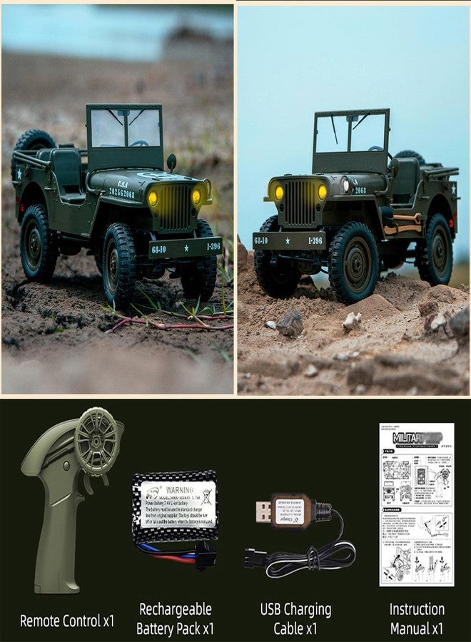 YIKESHU RC Rock Crawler 4x4 Remote Control Truck Off Road Military RC Car 1/10 Scale RTR All Terrain 2.4 GHz Fully Proportional Hobby RC Vehicle for Adult Age 15+ - Image 4