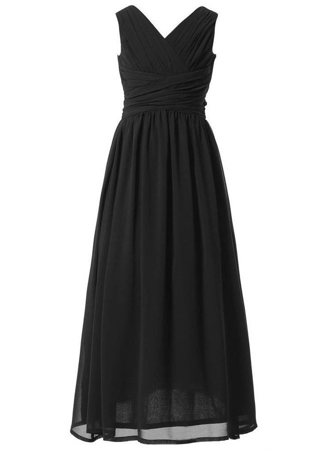 Happy Rose Juniors Long Bridesmaid Dress Party Dresses Flower Girl's Dress, Black, 10 - Image 1