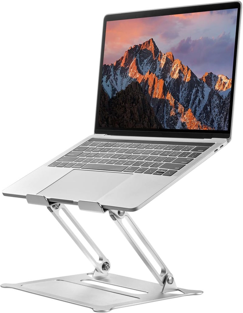 PHOCAR Laptop Stand, Computer Stand for Desk, Laptop Riser Notebook Cooling Stand Aluminum Portable Laptop Holder Compatible for MacBook Air Pro, HP, Lenovo, Surface, Dell, ASUS, Laptops up to 17 Inch - Image 1