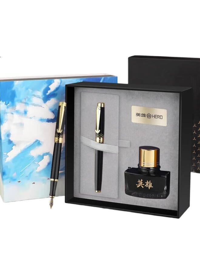 Hero Graduation Gift Pen Gift Box [Riding The Wind And Breaking The Waves Series] Iridium Gold Pen High-End Business Office National Tide Daily Writing Ink Set Black - Image 2