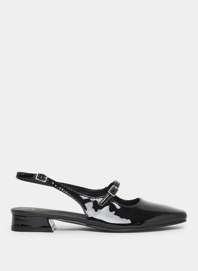 Styli Black Patent Slingback Mary Jane Shoes