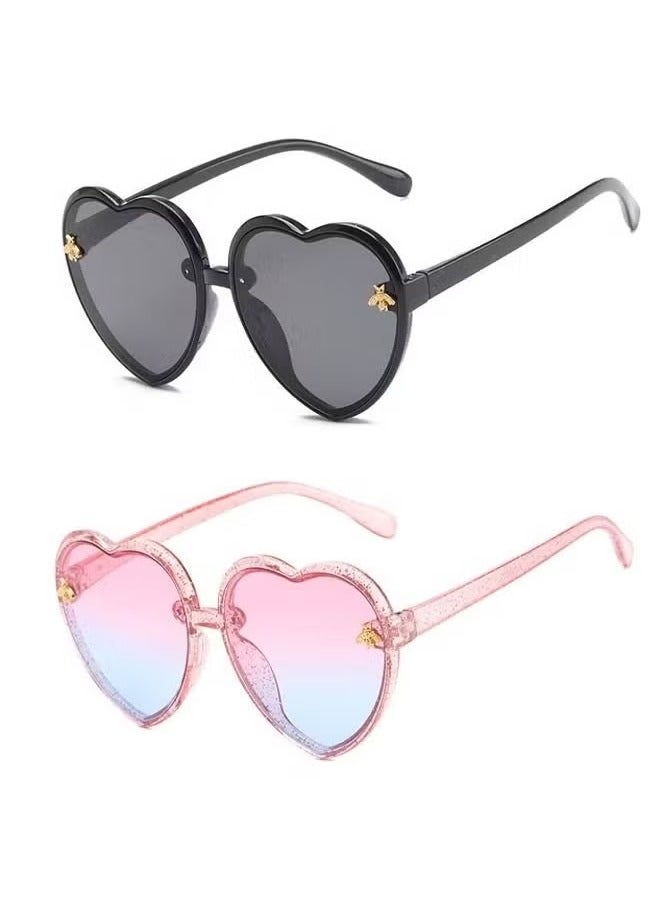 Generic Heart Shaped Children's Sunglasses, Gradient Lenses, Jelly Frame, Boys And Girls' Sunglasses, 2-10 Years Old UV400 Protective Bee Frame, Children's UV Resistant Sunglasses  - Image 1
