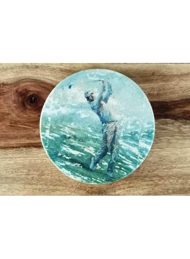 SANDSTERS Natural Sandstone Golf Printed Absorbent Beverage Coasters Set of 2Pcs - Image 1