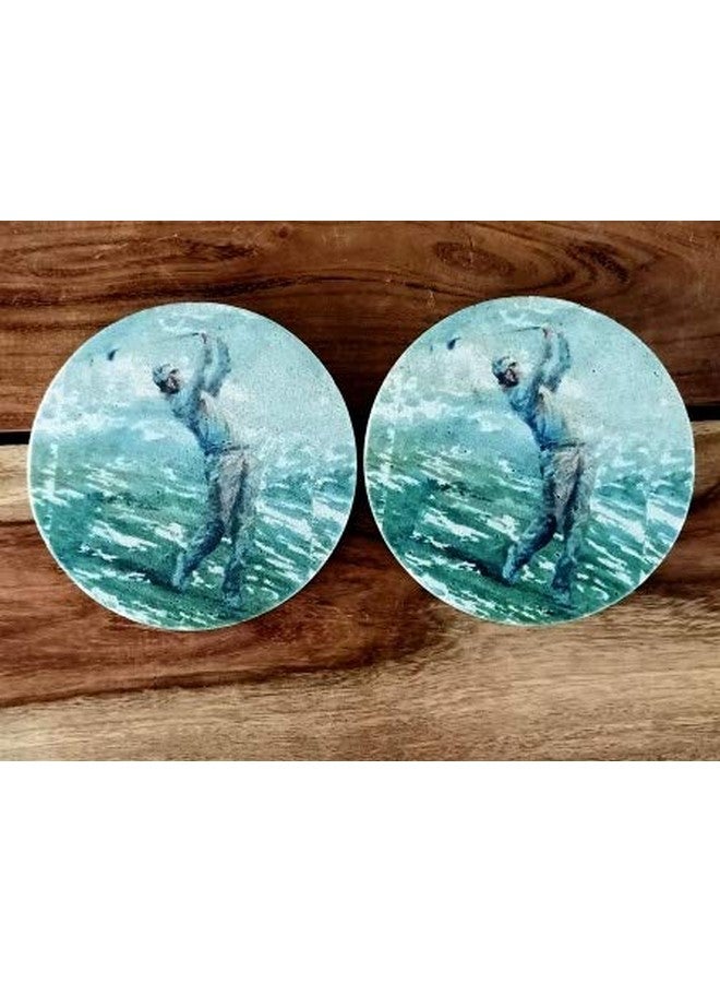 SANDSTERS Natural Sandstone Golf Printed Absorbent Beverage Coasters Set of 2Pcs - Image 2