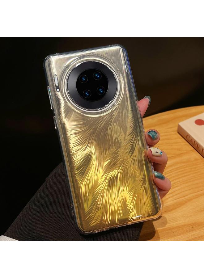 Green Tiger For Huawei Mate 30 Foxtail Bronzing Laser Gradient Phone Case(Yellow)