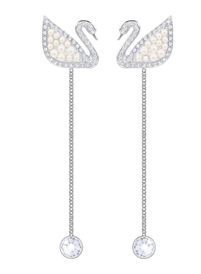 Swaro Swan Stone Studded Thread Earrings  - Image 1