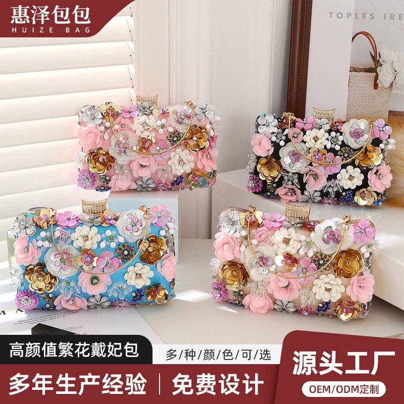 New High-End Flower Evening Bag Bridal Evening Bag Creative High-Value Flower Daofei Bag - Image 2