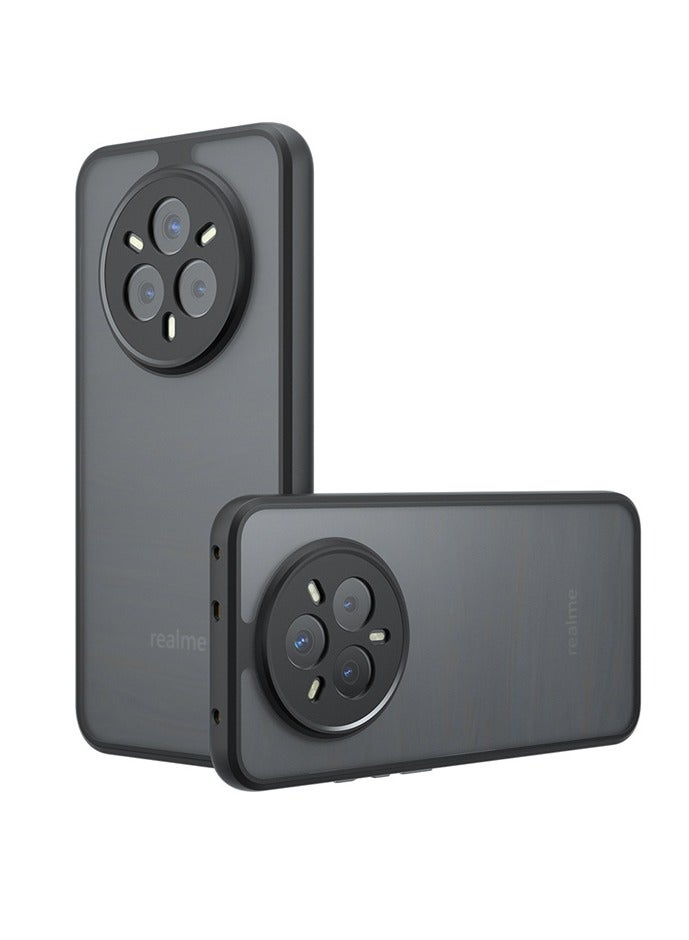 Case for Realme 14 Pro Plus 5G, Frosted Translucent Back Protective Slim Phone Cover, Anti-Fingerprints, Anti-Fall Drop Protection, Shockproof Case for Realme 14 Pro+ 5G (Black) - Image 1