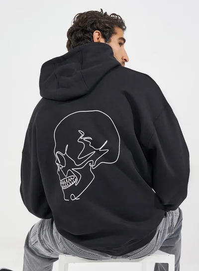 Styli Skull Back Print Heavyweight Oversized Hoodie