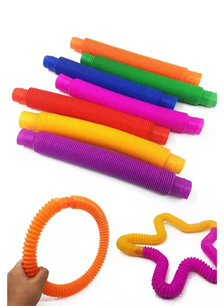 SAKOON Pack of 12 Stretch Sensory Toys Pop Tubes Sensory Fidget Tubes Toys for Toddler Toys for Endless Creativity & Fun for Kids. Connect it, pop it, expand it, and make it into different shapes for fun - Image 2