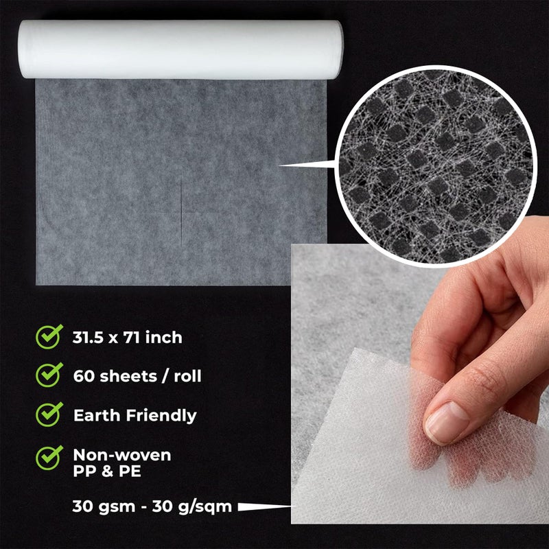 MASERTIO Disposable Massage Bed Cover - 60 Sheets Per Roll, Non-woven Disposable Material - Ideal for Spa, Massage Table, Tattoo, Waxing Table - No Crinkle Table Sheets - 31.5 x 71 Inches (1 Roll) - Image 2
