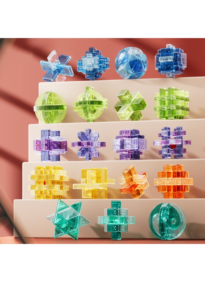 Generic - Lu Ban Lock Kong Ming Lock Children's Full Set Of Intelligence Tripping For Primary School Students Aged 8-12 6 Mortise And Tenon Building Blocks 7 Educational 9 Toys-Color:Luban Lock-twelve Hours Set B - Image 1