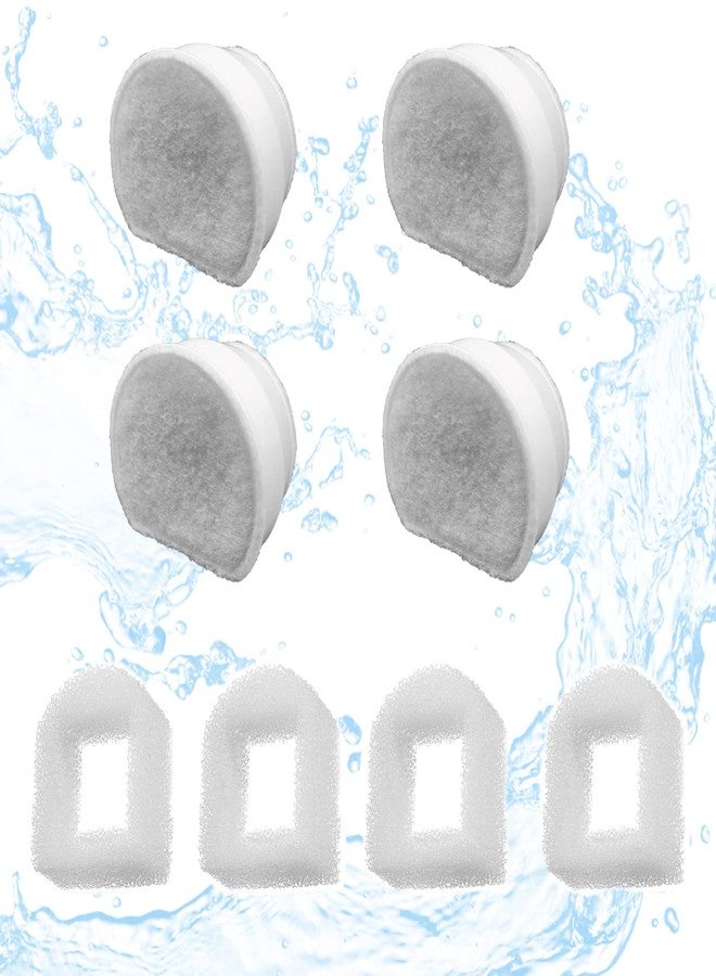 Ukulork 8 Pack Pet Fountain Filter Replacement,4 Carbon Filters and 4 Foam Pre-Filter Replacement Compatible with Multiple Pet Water Dispensers Water Bowl - Image 1