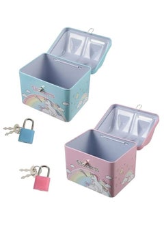 Rubik Money Bank with Padlock for Kids, Unicorn Metal House Cash Coin Savings Piggy Box (Pink)  - Image 2