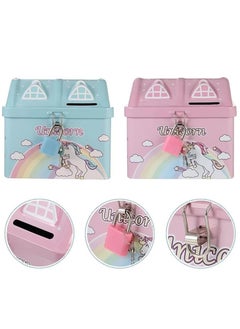 Rubik Money Bank with Padlock for Kids, Unicorn Metal House Cash Coin Savings Piggy Box (Pink)  - Image 4