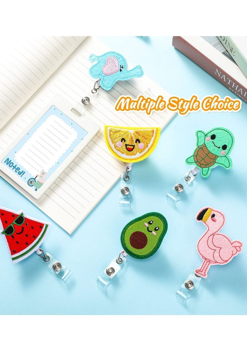 Y&D Felt Badge Reel Holder, 6 Pieces Retractable Holder Name ID Reels Funny Cute with Swivel Alligator Clip for School Nurse Doctor Teacher Office Worker  - Image 3