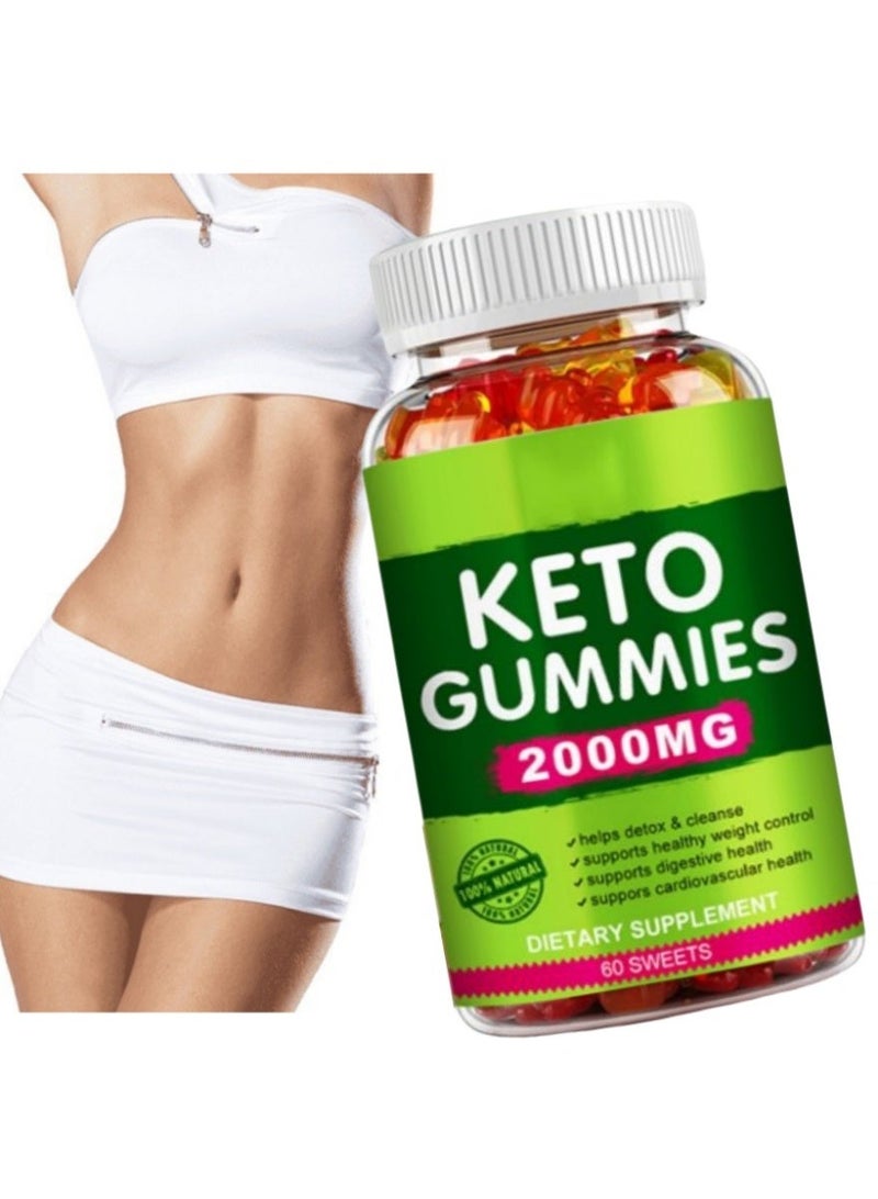 كيتو خل التفاح وحلوى الكيتو، 60 قطعة، 2000 ملغ، يعزز فقدان الوزن، وينظم الوظائف البدنية والصحة، ويعزز الذاكرة، وحلوى البروبيوتيك - Image 1